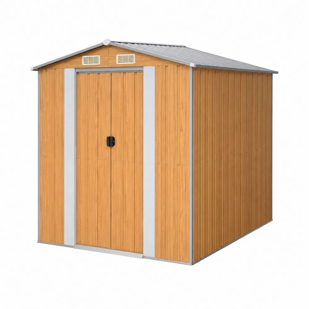 Metall Gartenhaus in Holzoptik Braun 213 x 19