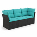 3-Sitzer Rattan-Gartensofa Schwarz mit T¨¹r
