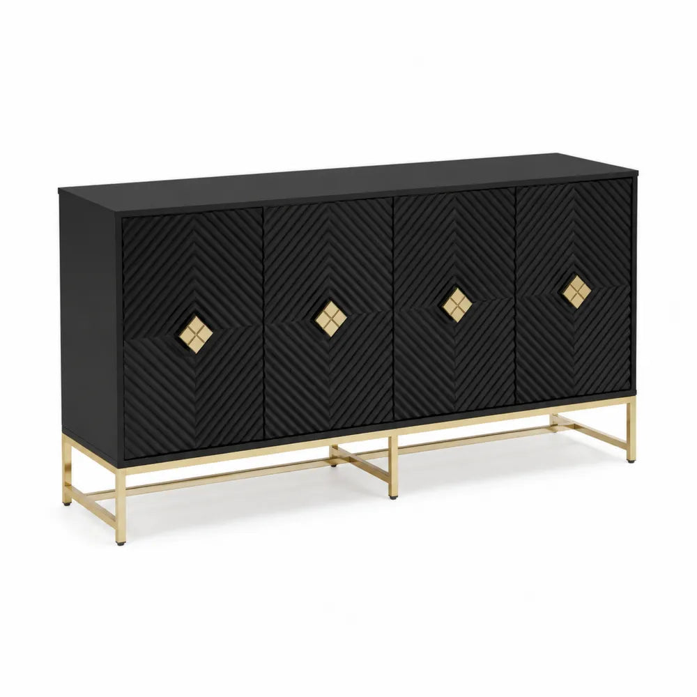 Schwarzes Sideboard mit Metallgestell 15