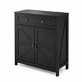 Schwarzer Holzschrank mit Schublade