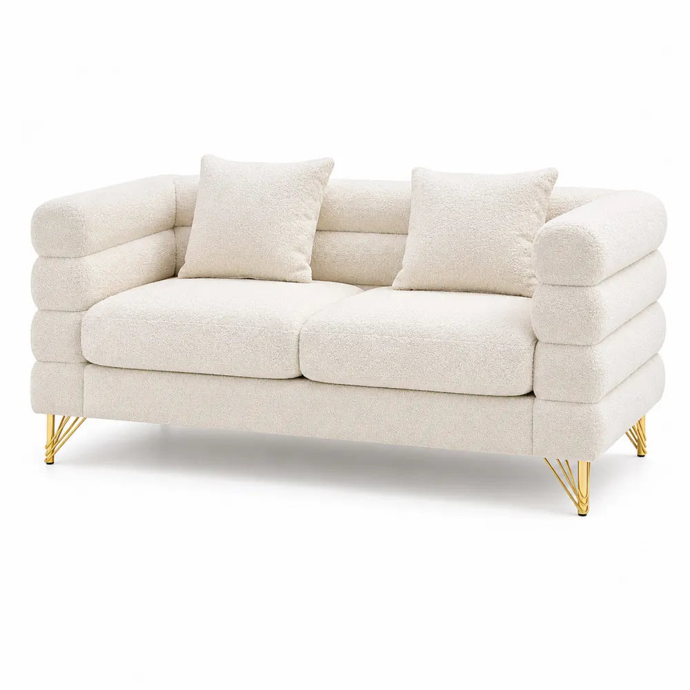 2-Sitzer Sofa aus Boucl¨¦ mit Metallf¨¹