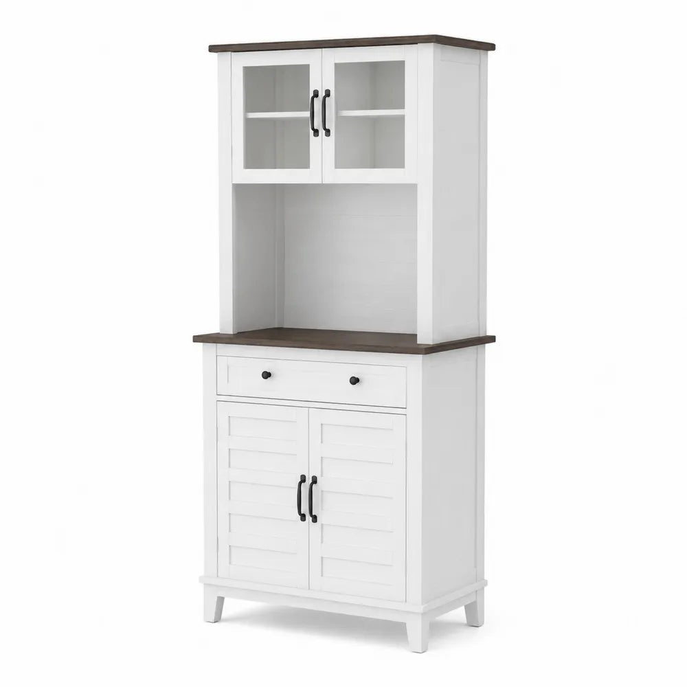 K¨¹chenschrank mit Vitrine aus Holz in